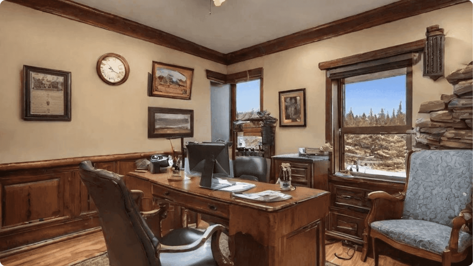 notary kalispell: a notary agent office containing a chair and table