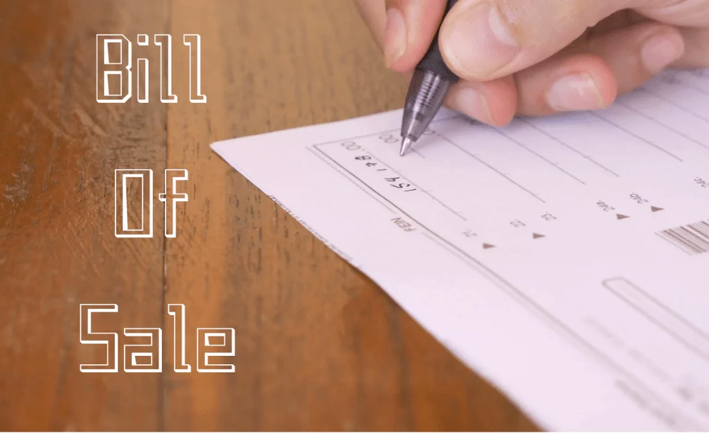 notarized bill of sale: a hand writing on a document