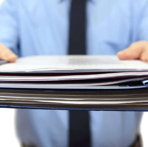 certified notary trust delivery agent : man handling out files